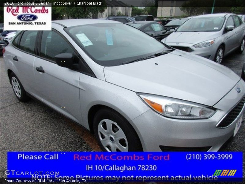 Ingot Silver / Charcoal Black 2016 Ford Focus S Sedan