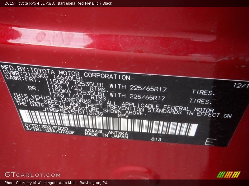 Barcelona Red Metallic / Black 2015 Toyota RAV4 LE AWD