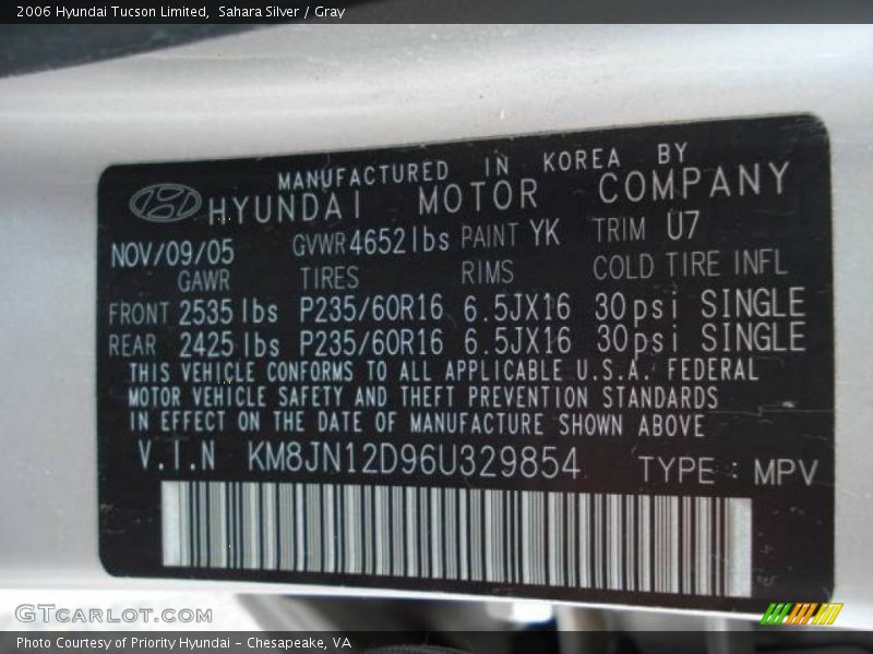 Sahara Silver / Gray 2006 Hyundai Tucson Limited