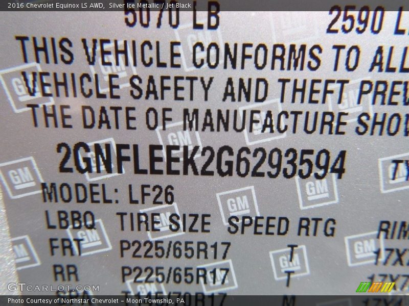 Silver Ice Metallic / Jet Black 2016 Chevrolet Equinox LS AWD