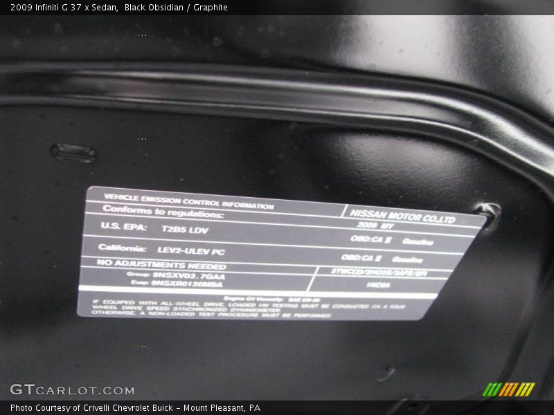 Black Obsidian / Graphite 2009 Infiniti G 37 x Sedan