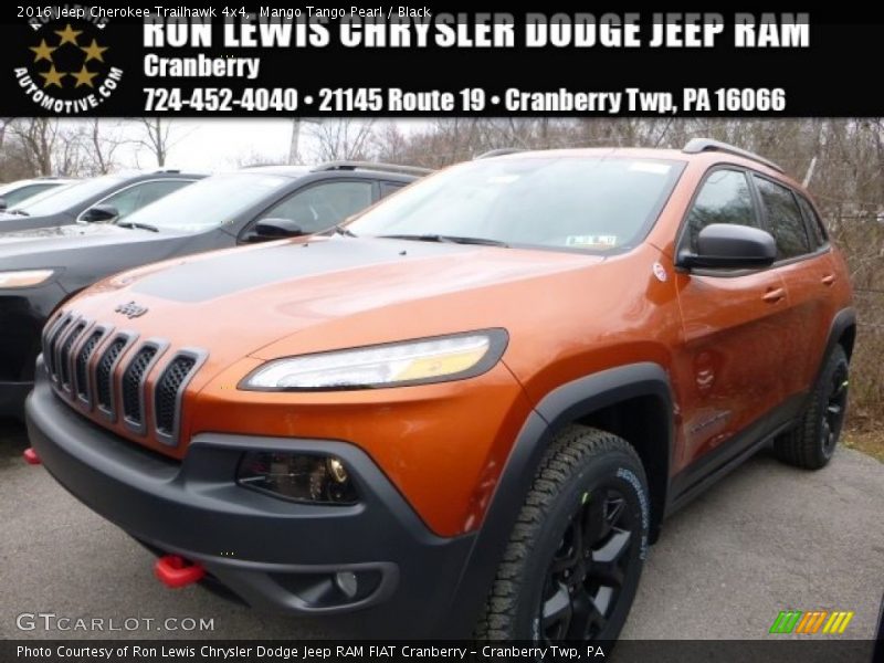 Mango Tango Pearl / Black 2016 Jeep Cherokee Trailhawk 4x4