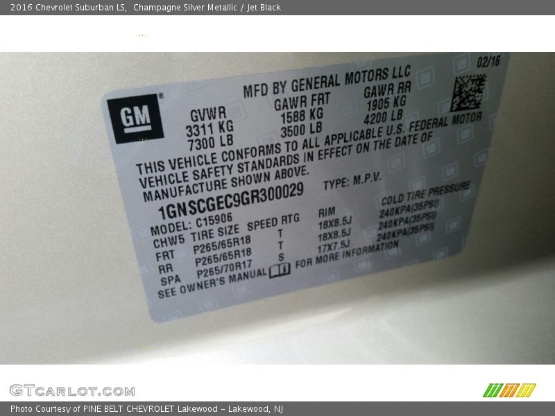 Champagne Silver Metallic / Jet Black 2016 Chevrolet Suburban LS
