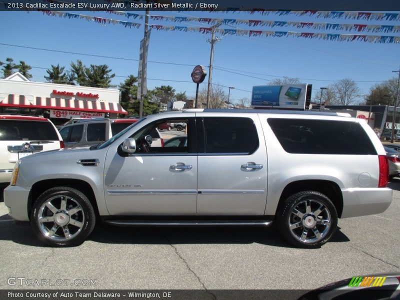 Radiant Silver Metallic / Ebony 2013 Cadillac Escalade ESV Luxury AWD