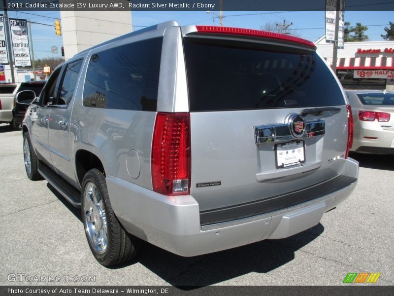 Radiant Silver Metallic / Ebony 2013 Cadillac Escalade ESV Luxury AWD