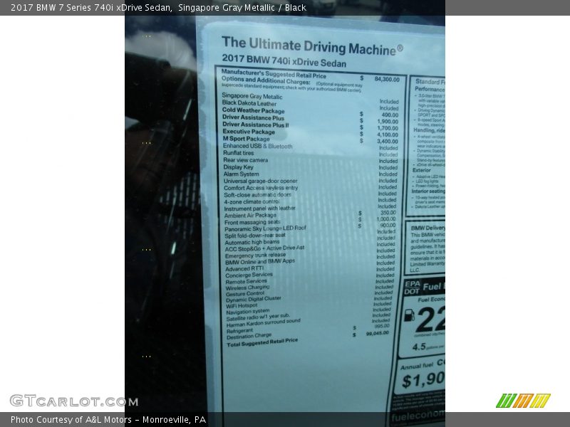 Singapore Gray Metallic / Black 2017 BMW 7 Series 740i xDrive Sedan