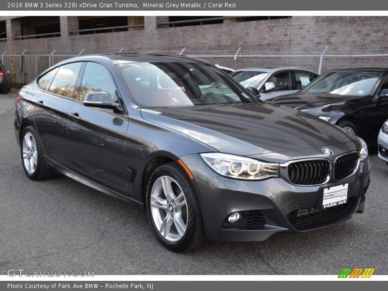 Mineral Grey Metallic / Coral Red 2016 BMW 3 Series 328i xDrive Gran Turismo