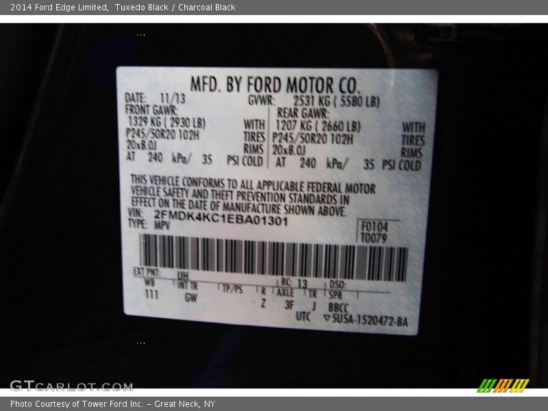 Tuxedo Black / Charcoal Black 2014 Ford Edge Limited