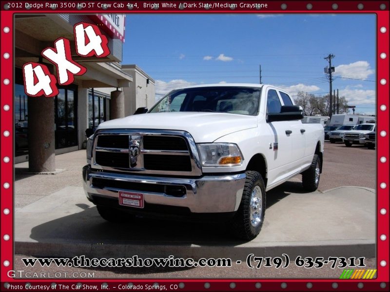 Bright White / Dark Slate/Medium Graystone 2012 Dodge Ram 3500 HD ST Crew Cab 4x4