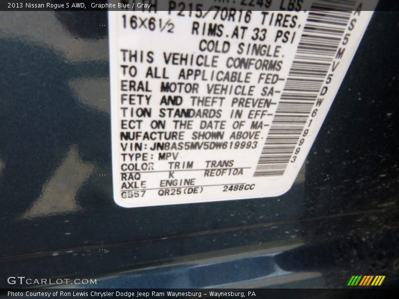 Graphite Blue / Gray 2013 Nissan Rogue S AWD