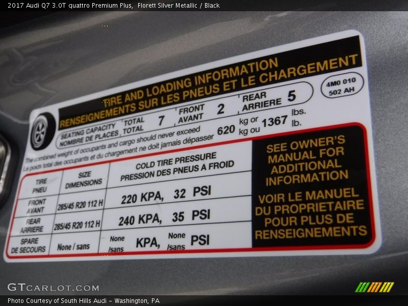 Florett Silver Metallic / Black 2017 Audi Q7 3.0T quattro Premium Plus
