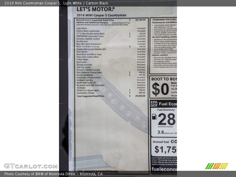 Light White / Carbon Black 2016 Mini Countryman Cooper S