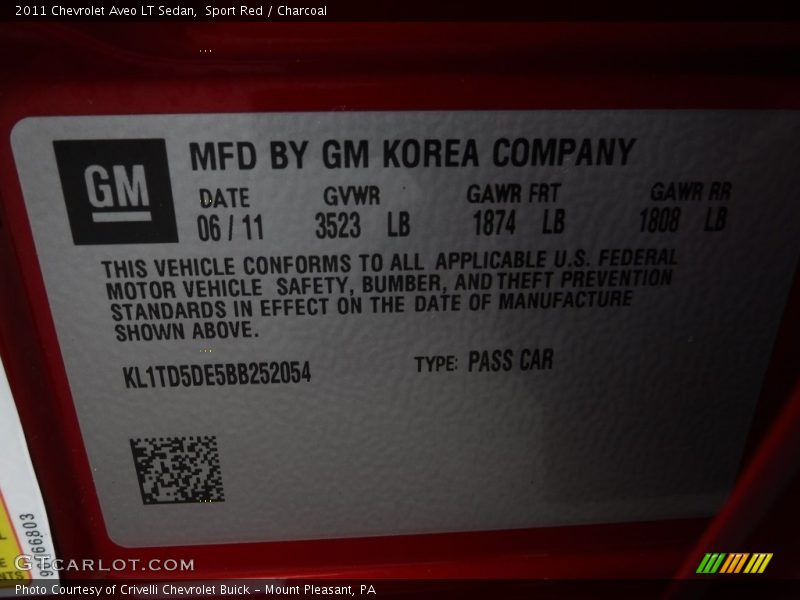 Sport Red / Charcoal 2011 Chevrolet Aveo LT Sedan