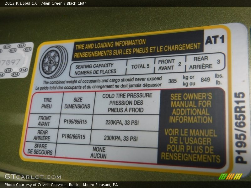 Alien Green / Black Cloth 2013 Kia Soul 1.6