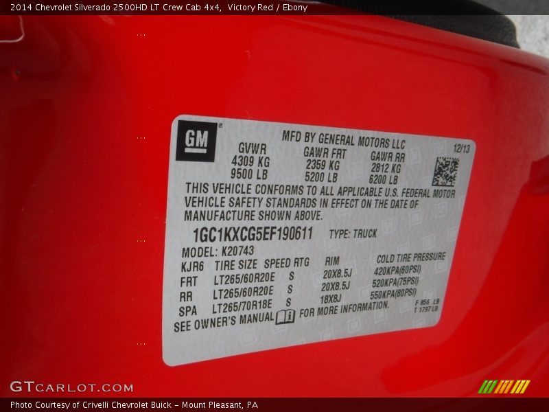 Victory Red / Ebony 2014 Chevrolet Silverado 2500HD LT Crew Cab 4x4