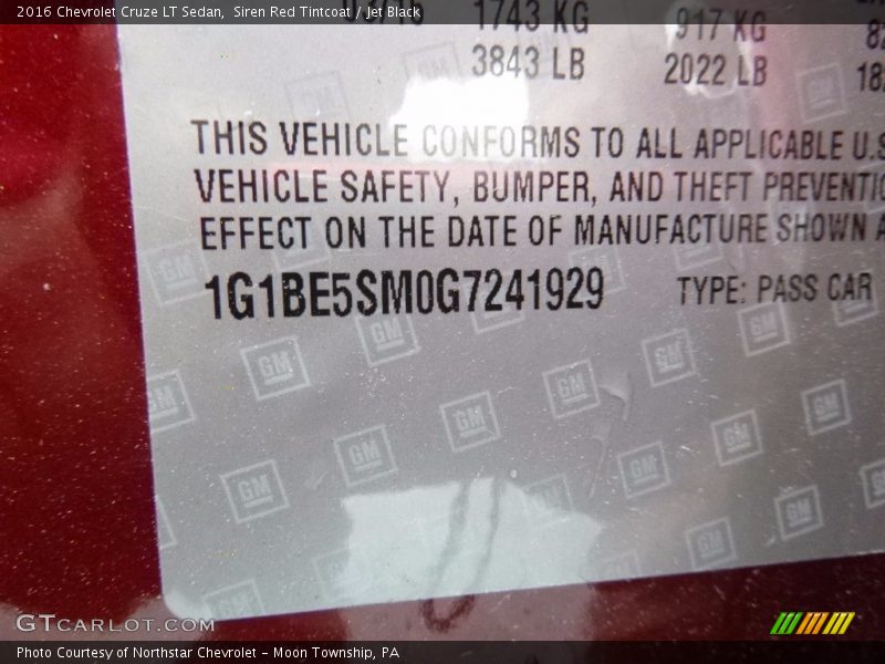 Siren Red Tintcoat / Jet Black 2016 Chevrolet Cruze LT Sedan