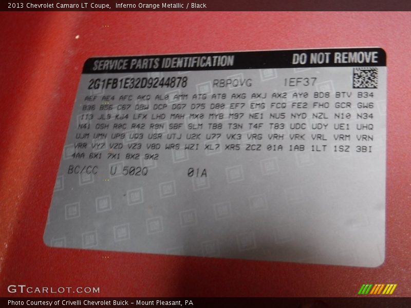 Inferno Orange Metallic / Black 2013 Chevrolet Camaro LT Coupe