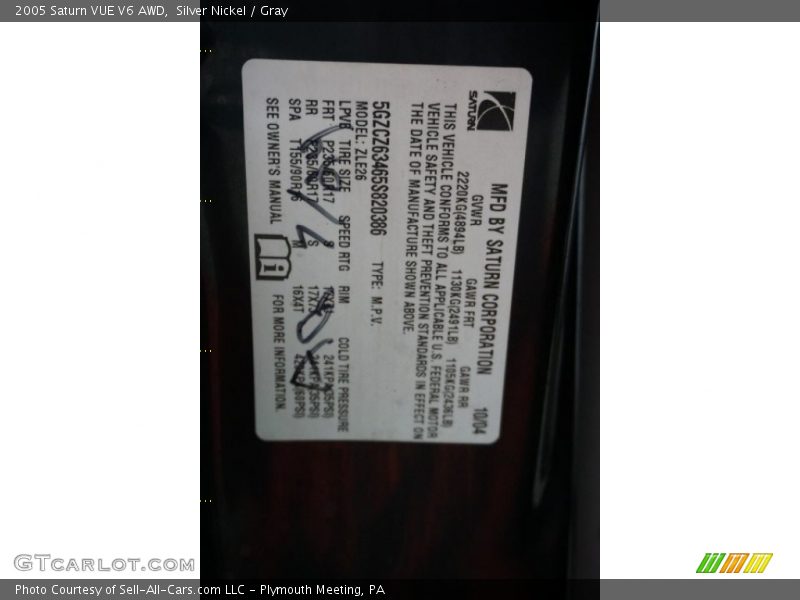 Silver Nickel / Gray 2005 Saturn VUE V6 AWD