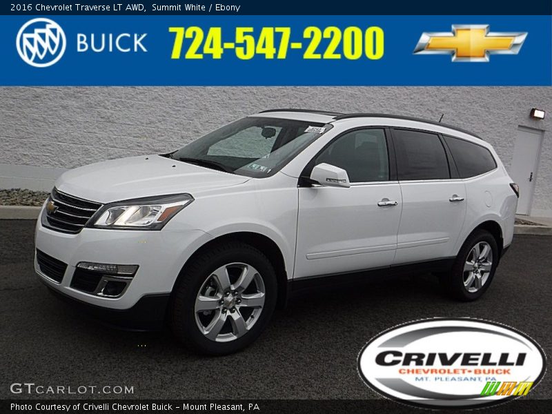 Summit White / Ebony 2016 Chevrolet Traverse LT AWD