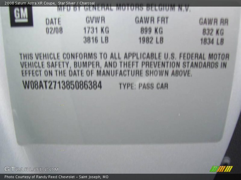 Star Silver / Charcoal 2008 Saturn Astra XR Coupe
