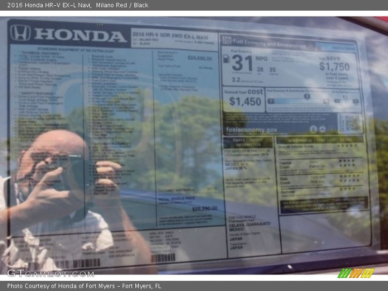 Milano Red / Black 2016 Honda HR-V EX-L Navi