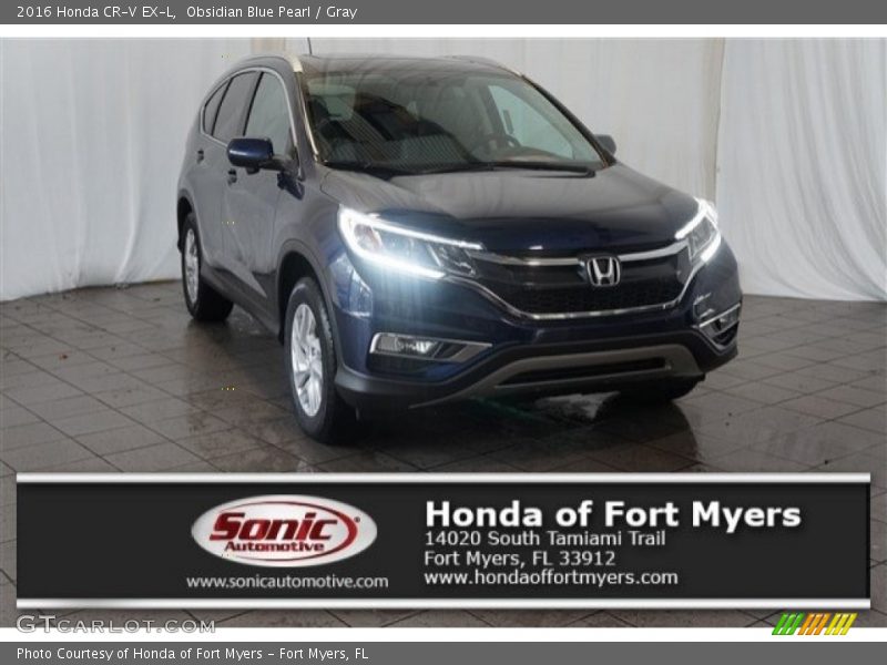 Obsidian Blue Pearl / Gray 2016 Honda CR-V EX-L