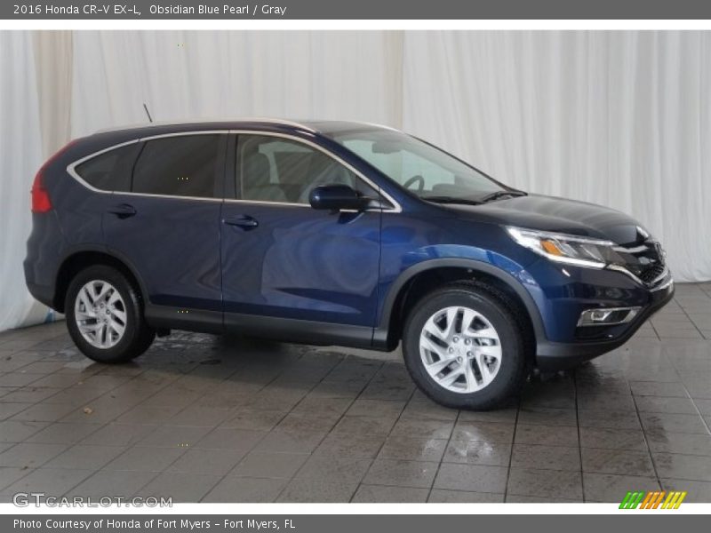 Obsidian Blue Pearl / Gray 2016 Honda CR-V EX-L