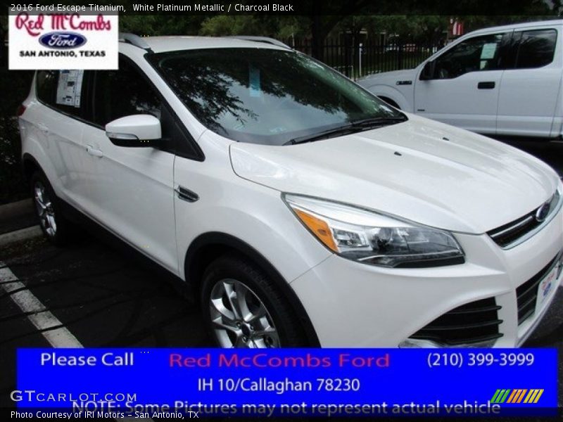 White Platinum Metallic / Charcoal Black 2016 Ford Escape Titanium