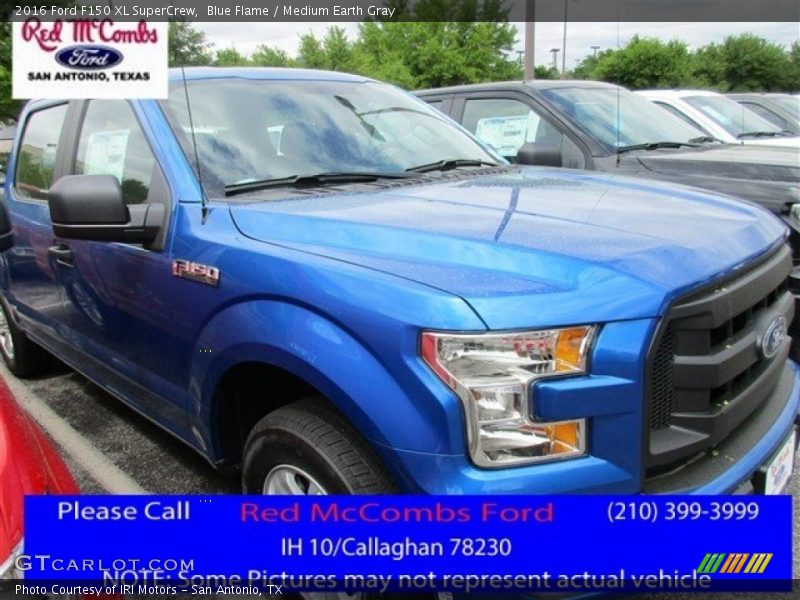 Blue Flame / Medium Earth Gray 2016 Ford F150 XL SuperCrew