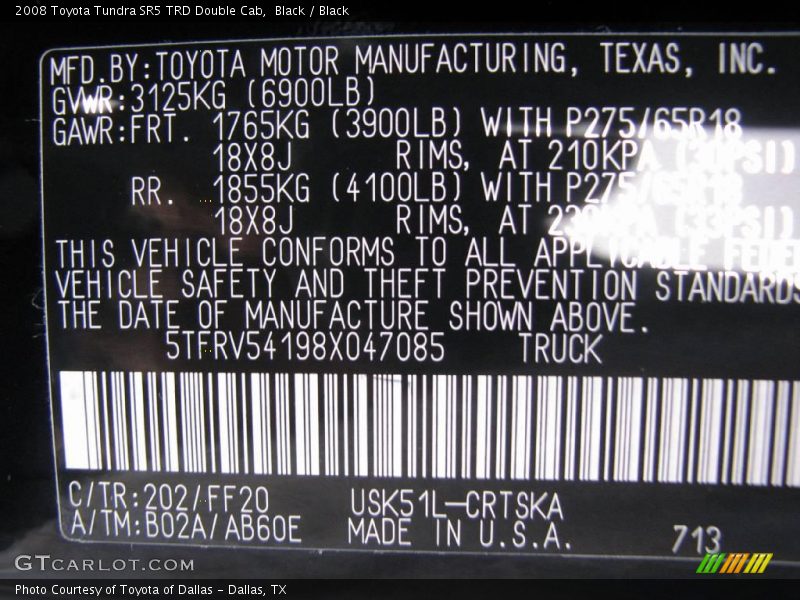 Black / Black 2008 Toyota Tundra SR5 TRD Double Cab