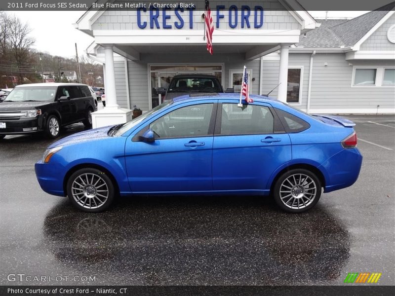 Blue Flame Metallic / Charcoal Black 2011 Ford Focus SES Sedan