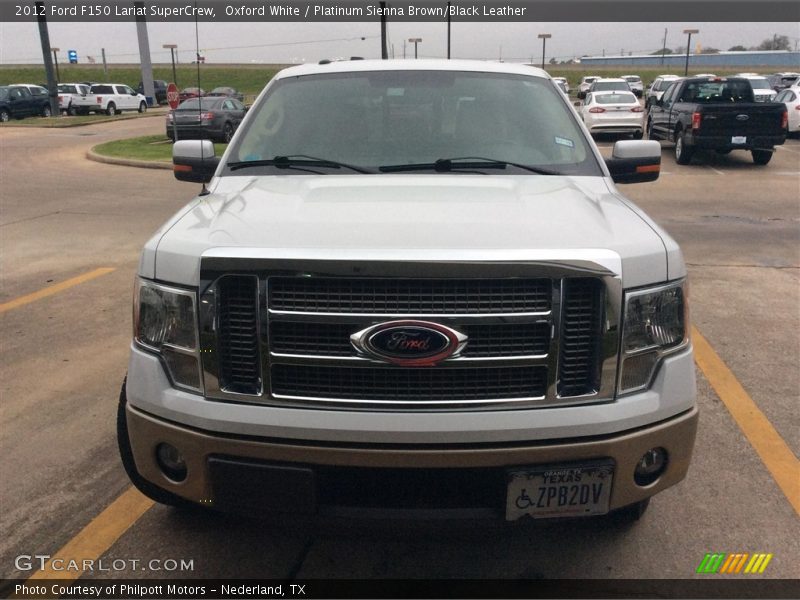 Oxford White / Platinum Sienna Brown/Black Leather 2012 Ford F150 Lariat SuperCrew