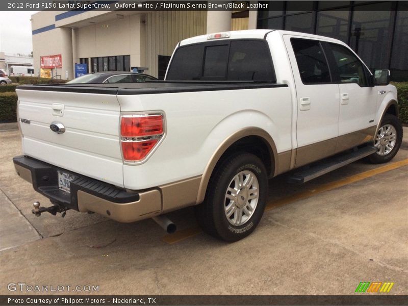 Oxford White / Platinum Sienna Brown/Black Leather 2012 Ford F150 Lariat SuperCrew