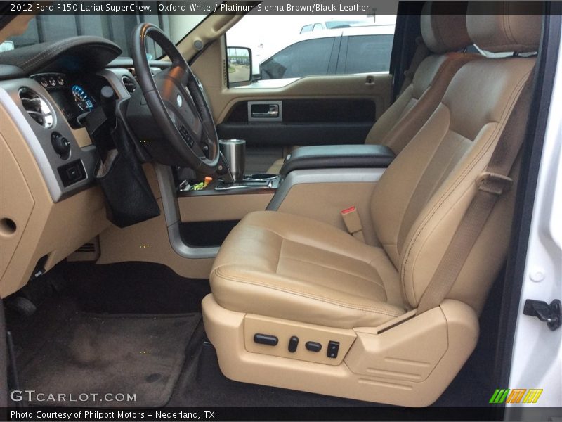 Oxford White / Platinum Sienna Brown/Black Leather 2012 Ford F150 Lariat SuperCrew