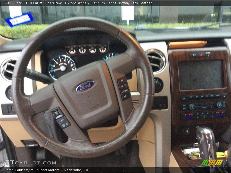 Oxford White / Platinum Sienna Brown/Black Leather 2012 Ford F150 Lariat SuperCrew
