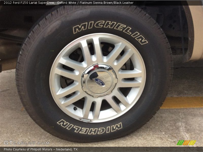 Oxford White / Platinum Sienna Brown/Black Leather 2012 Ford F150 Lariat SuperCrew
