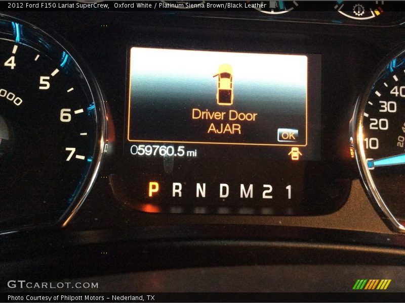 Oxford White / Platinum Sienna Brown/Black Leather 2012 Ford F150 Lariat SuperCrew