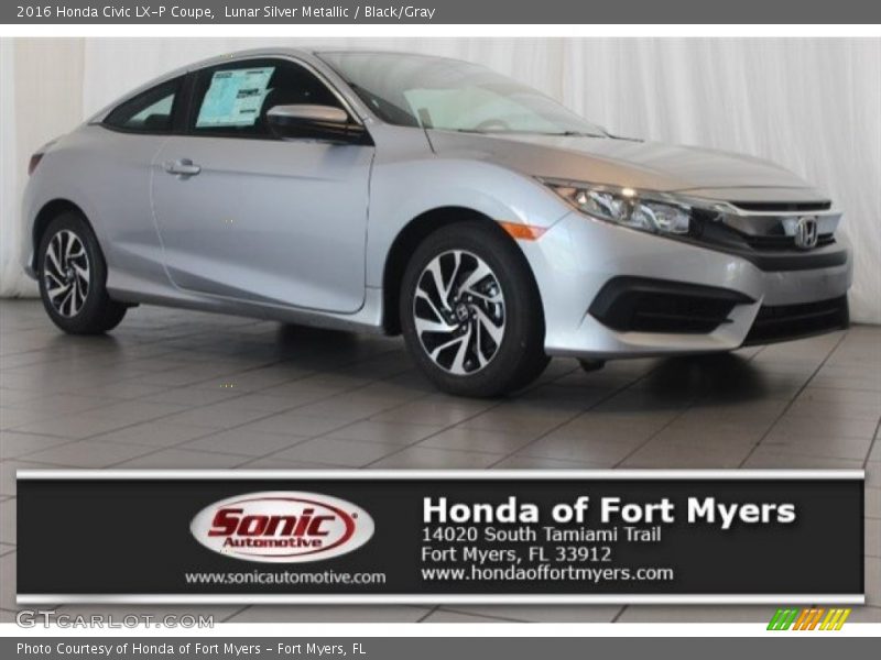 Lunar Silver Metallic / Black/Gray 2016 Honda Civic LX-P Coupe