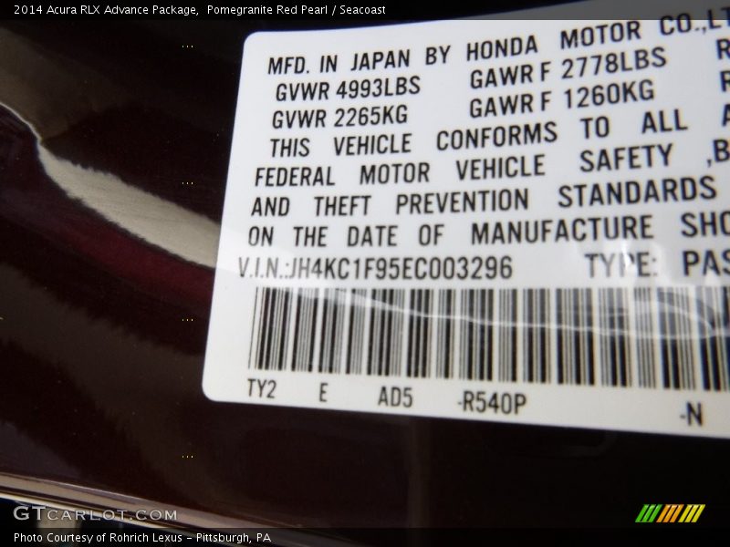 Pomegranite Red Pearl / Seacoast 2014 Acura RLX Advance Package