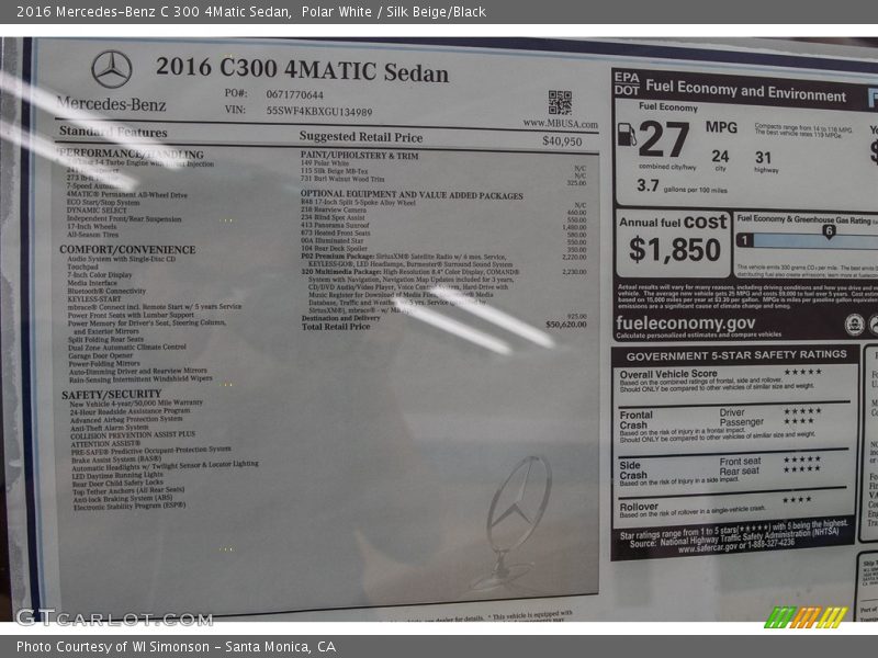 Polar White / Silk Beige/Black 2016 Mercedes-Benz C 300 4Matic Sedan