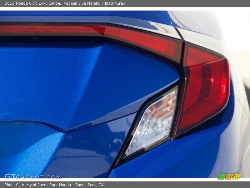 Aegean Blue Metallic / Black/Gray 2016 Honda Civic EX-L Coupe