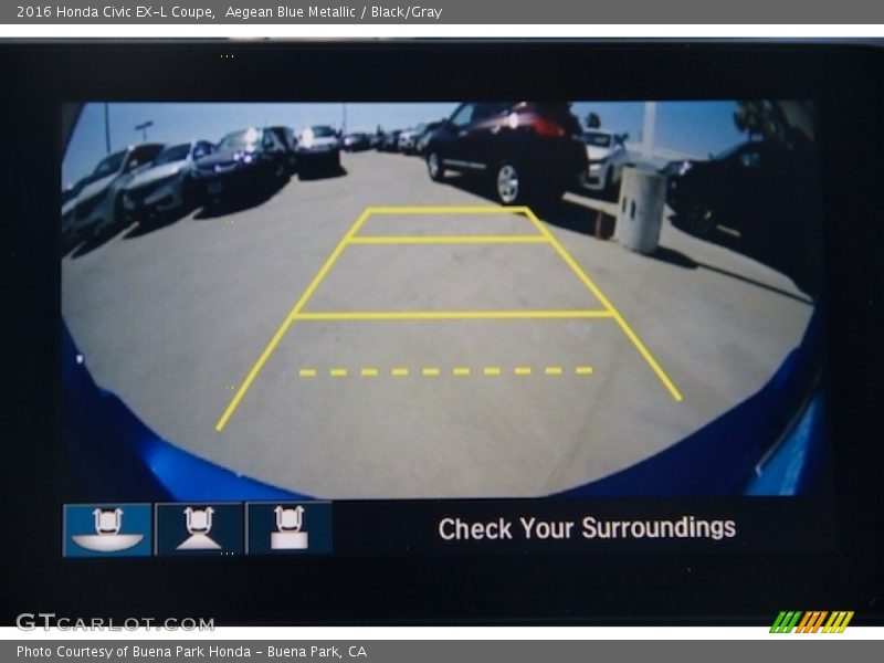 Aegean Blue Metallic / Black/Gray 2016 Honda Civic EX-L Coupe