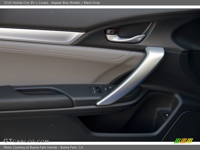 Aegean Blue Metallic / Black/Gray 2016 Honda Civic EX-L Coupe