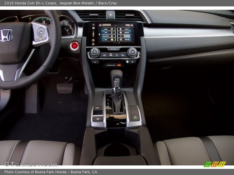 Aegean Blue Metallic / Black/Gray 2016 Honda Civic EX-L Coupe