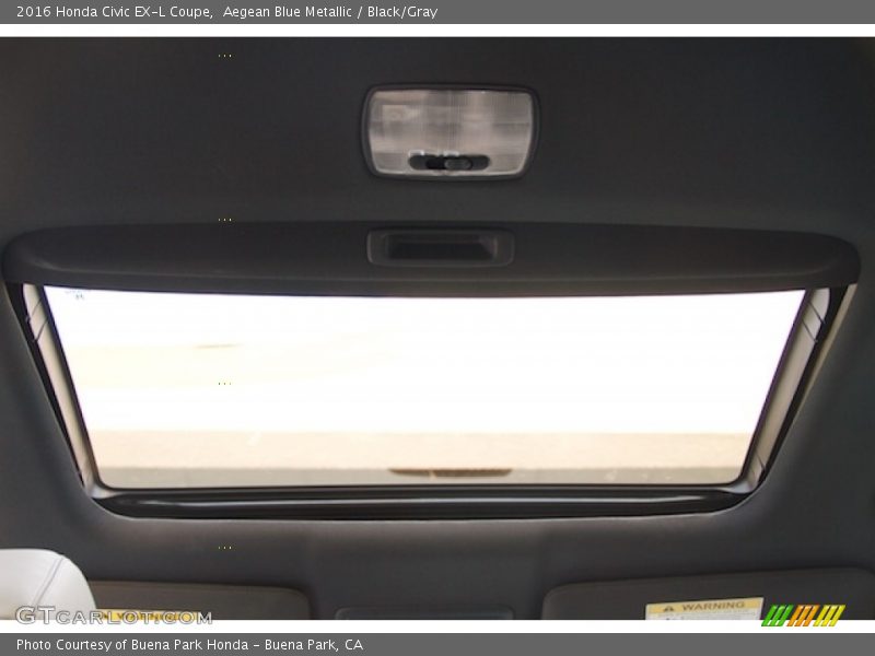 Aegean Blue Metallic / Black/Gray 2016 Honda Civic EX-L Coupe
