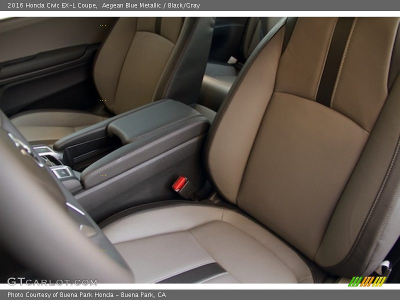 Aegean Blue Metallic / Black/Gray 2016 Honda Civic EX-L Coupe