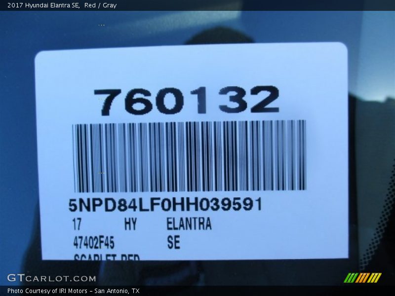 Red / Gray 2017 Hyundai Elantra SE