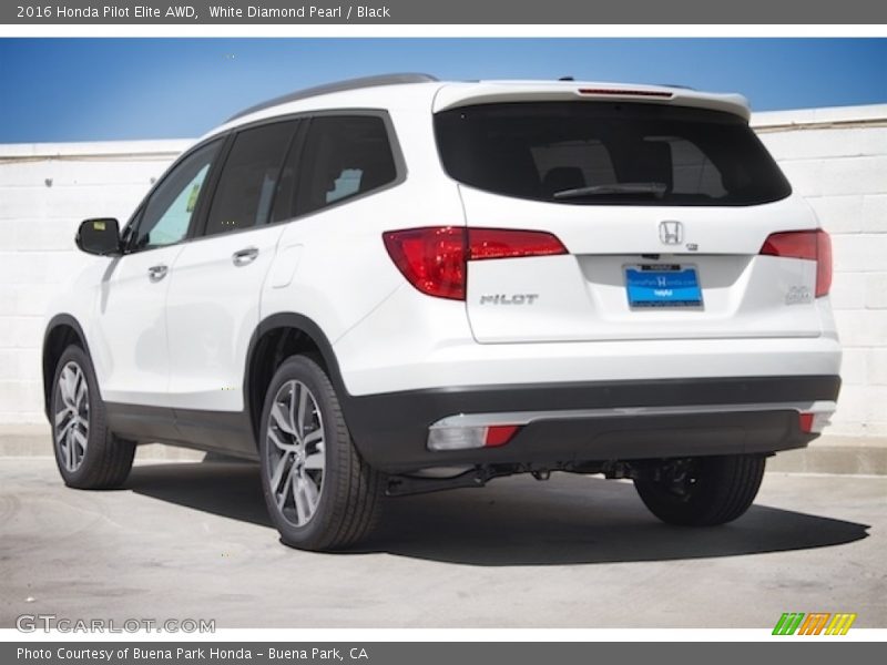 White Diamond Pearl / Black 2016 Honda Pilot Elite AWD