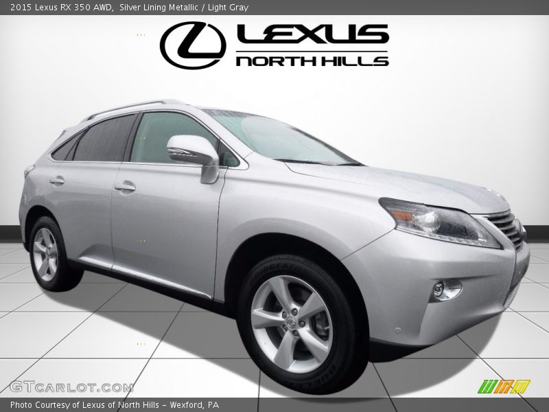 Silver Lining Metallic / Light Gray 2015 Lexus RX 350 AWD