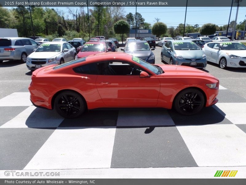 Competition Orange / 50 Years Raven Black 2015 Ford Mustang EcoBoost Premium Coupe